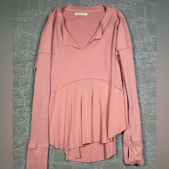 Free People Tops - Free People Pink Monterey  Waffle Knit Top Women Size Small